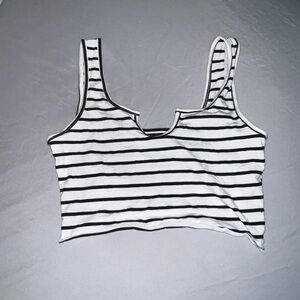 Striped black/white tank crop top
